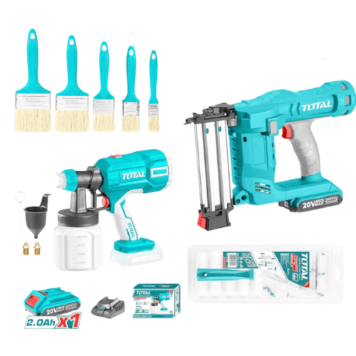 COMBO TOTAL TOSLI23054 (SÚNG BẮN ĐINH 20V TCBNLI2016 + SUNG PHUN SƠN 20V TCSGLI20406)